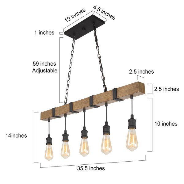 industrial chandlier edison 5 bulb